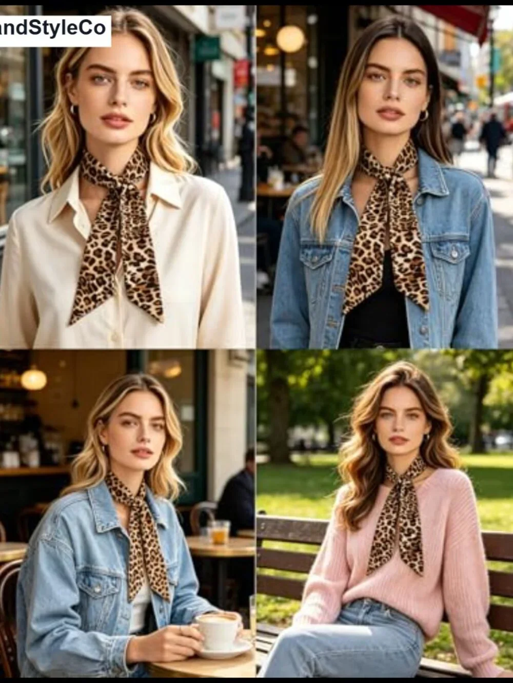 Women's Polyester Skinny Scarf Leopard Print Neck Scarf Hair Ribbon